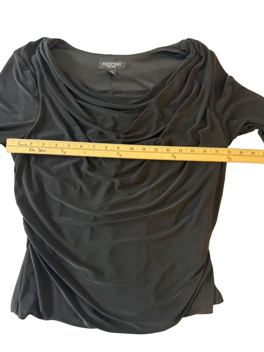 Perceptions Cowl Neck Ruched Blouse. Large - Picture 3 of 8